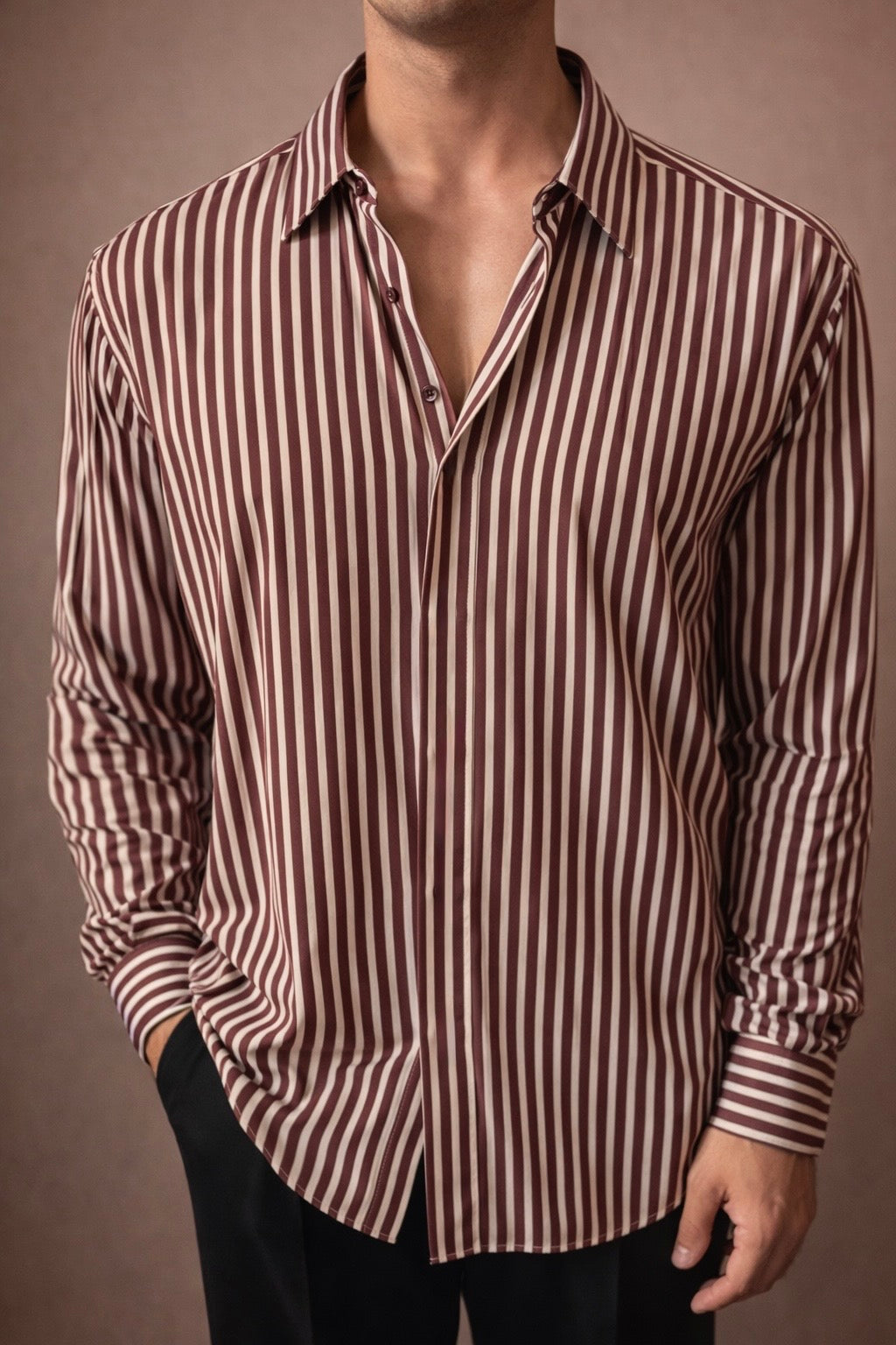 Camicia a Righe Marrone