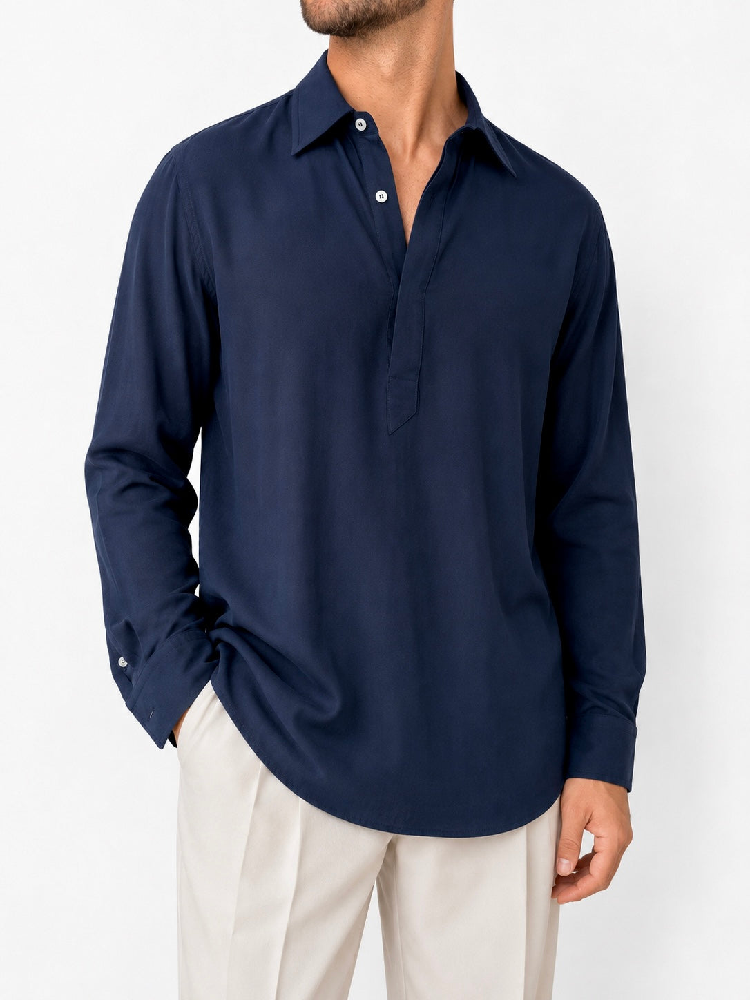 Camicia A Serafino Blu Notte
