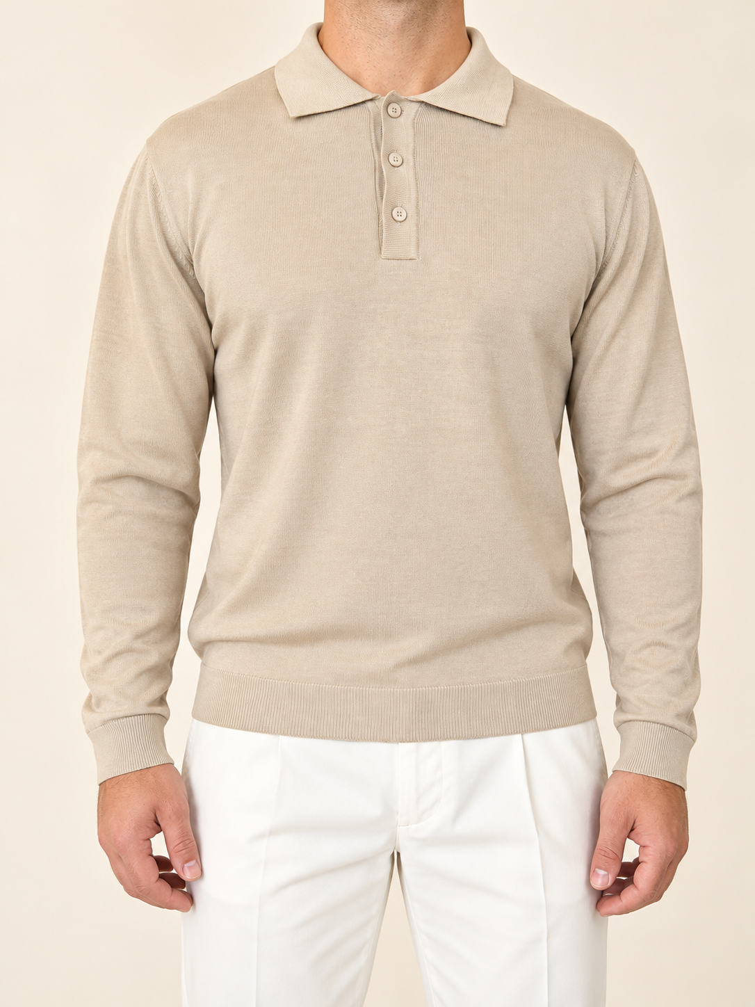 Polo in Viscosa Beige