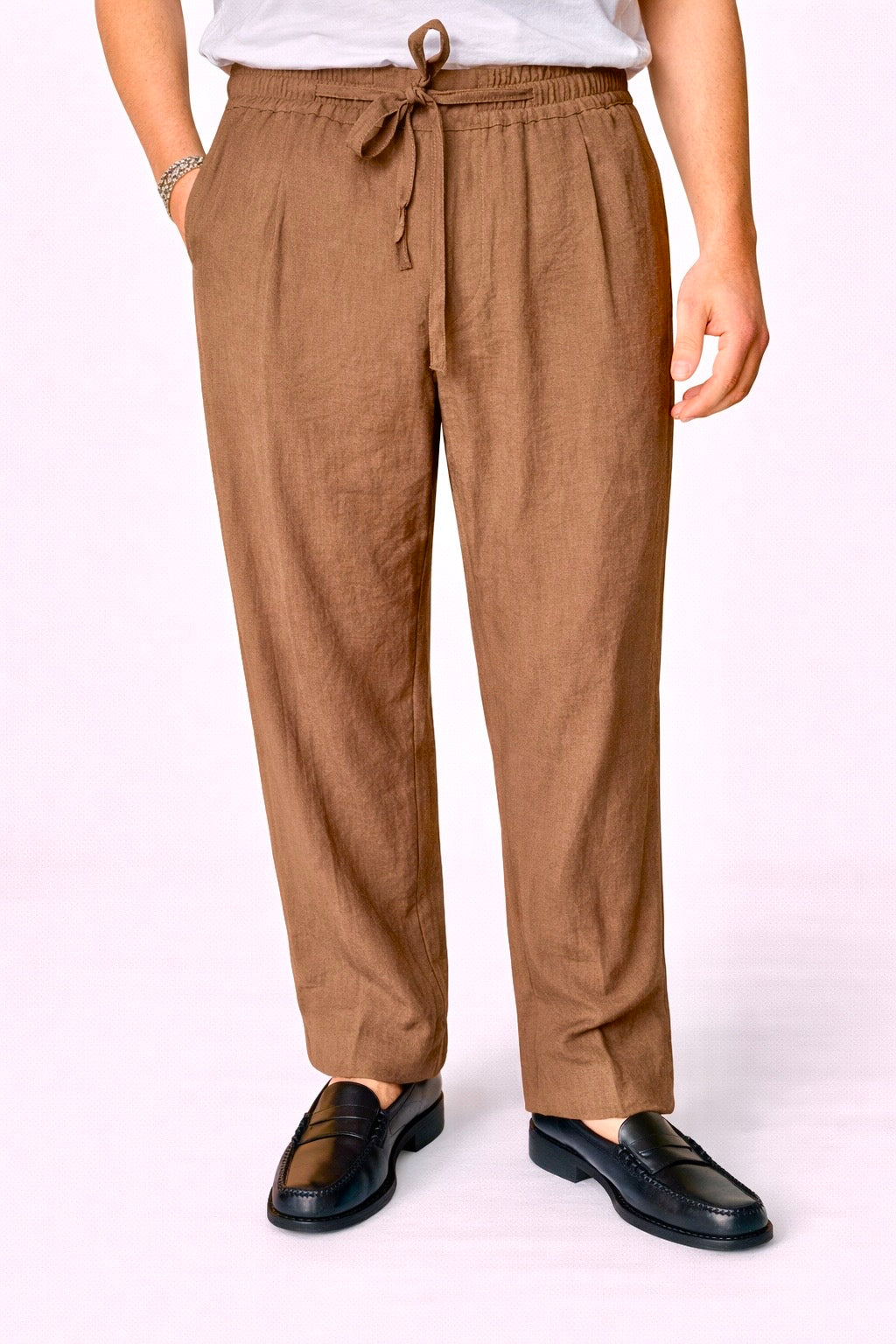 Pantalone Marrone Davoli Regular In Rayon
