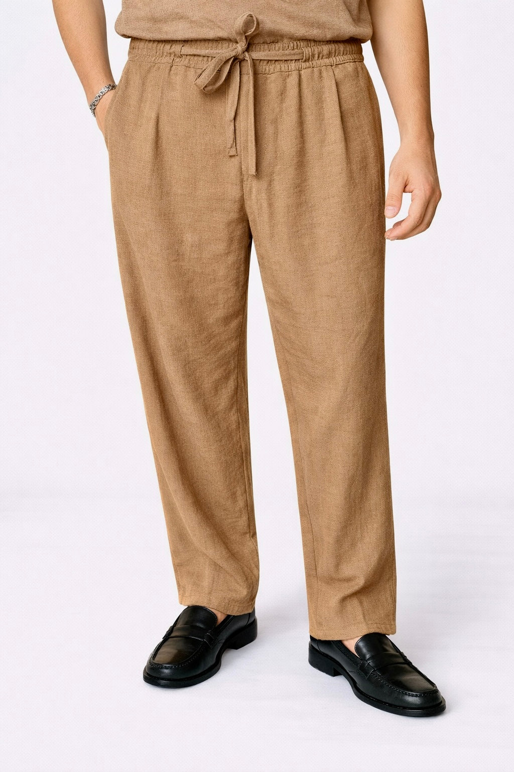 Pantalone Cammello Davoli Regular In Rayon