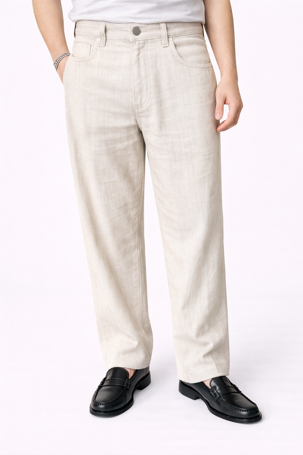 Pantalone Regular Beige 100% Lino
