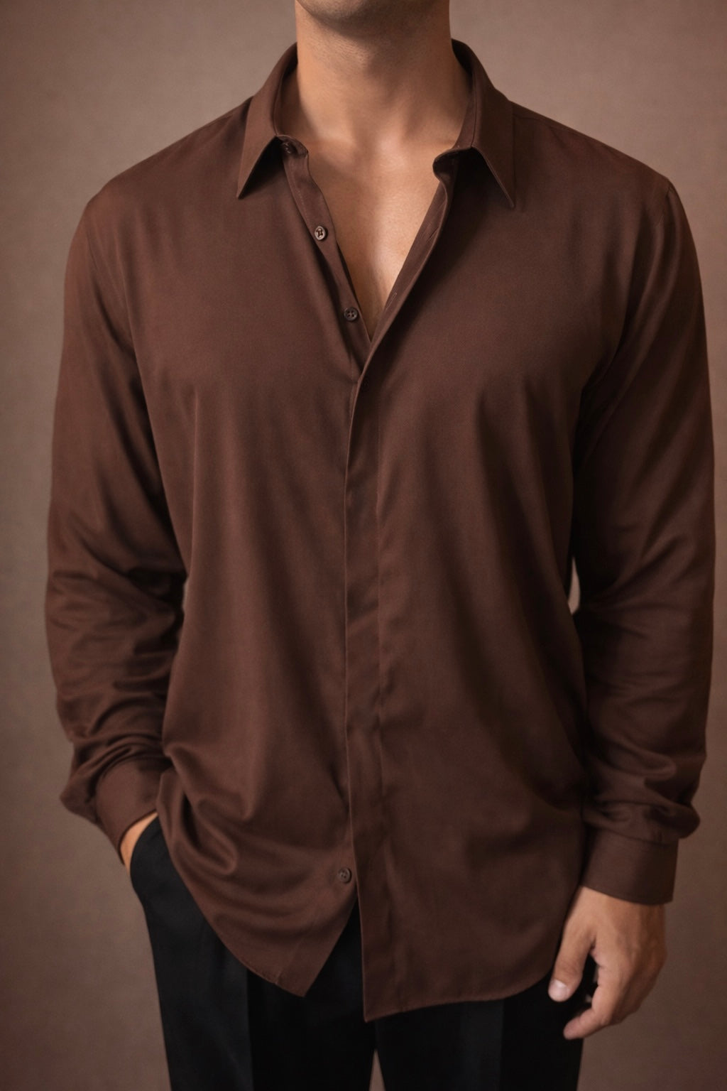Camicia Marrone 100% Viscosa