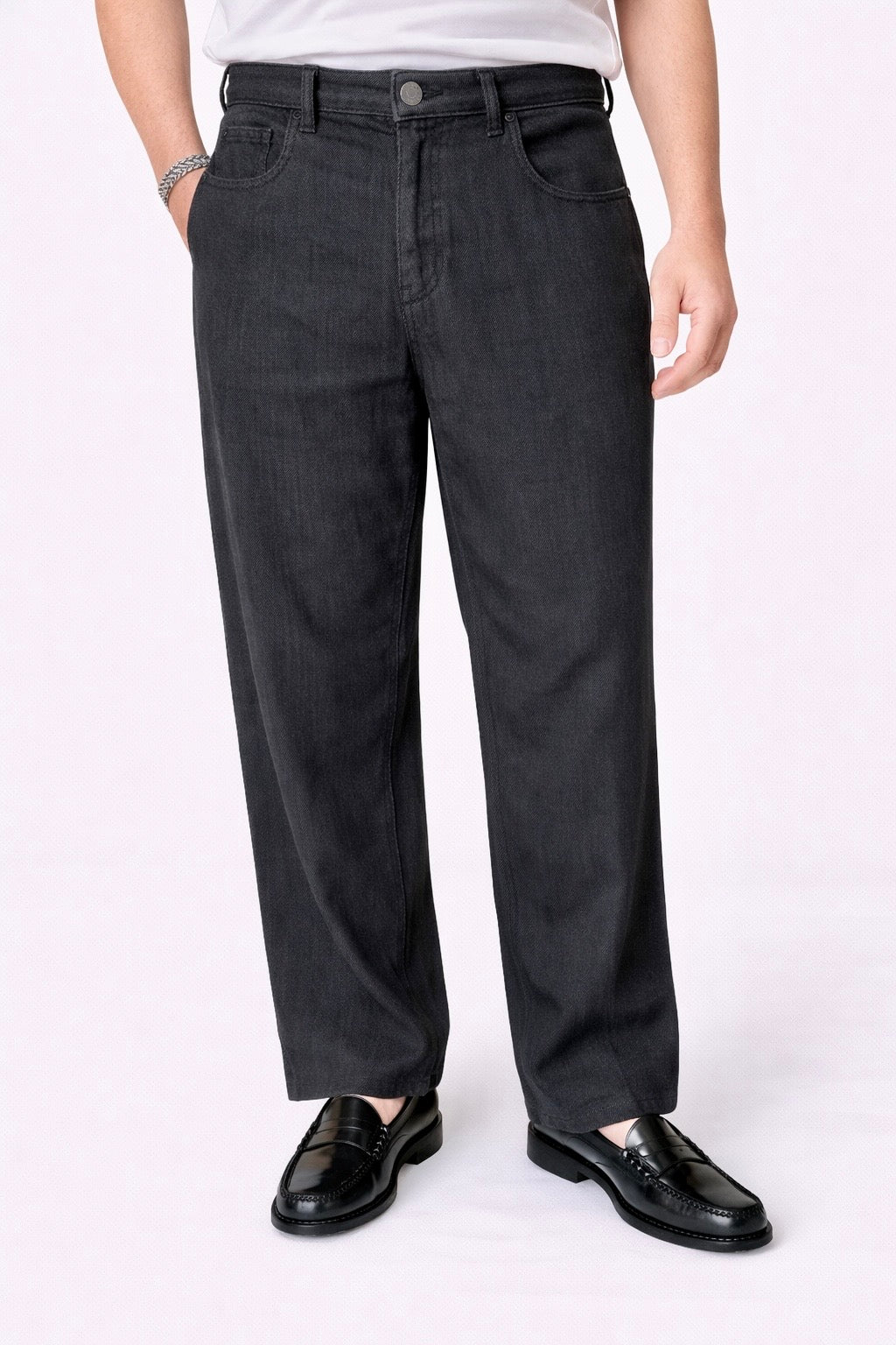 Pantalone Regular Nero 100% lino