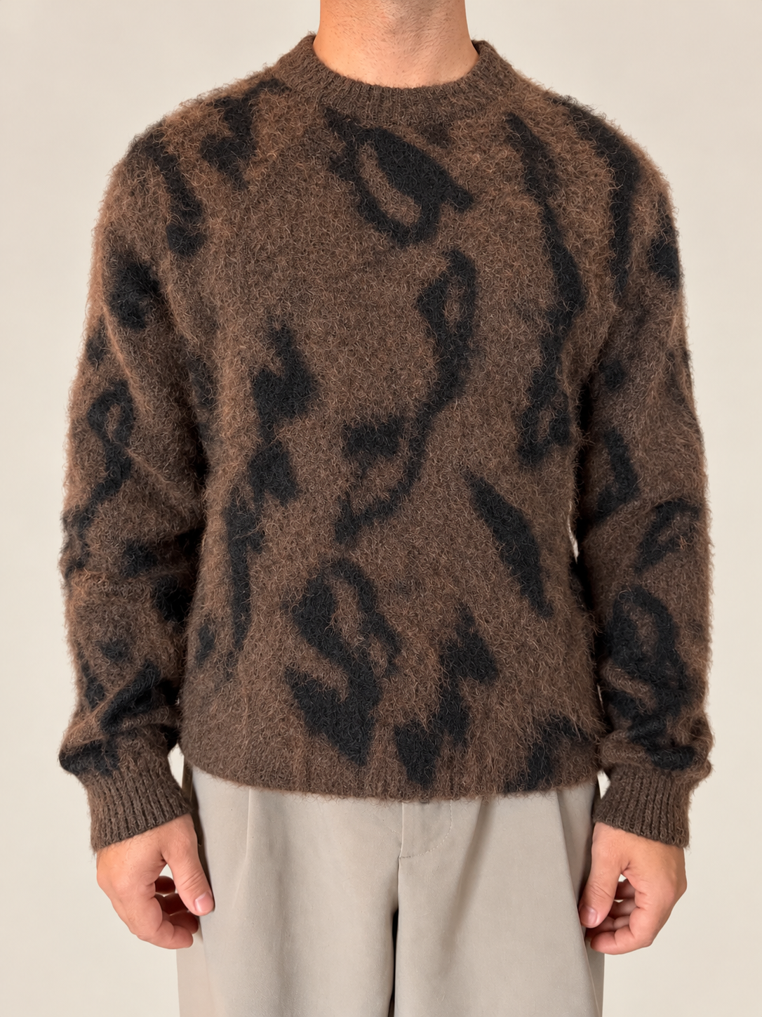 Maglione Brown Black Scribble