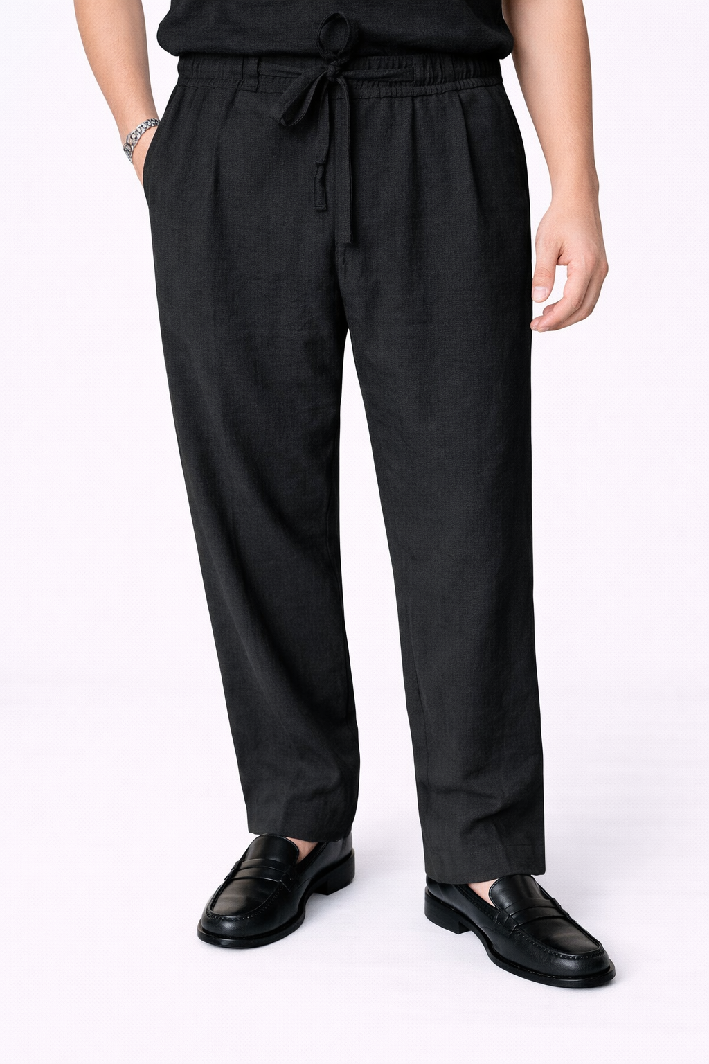 Pantalone Nero Davoli Regular In Rayon
