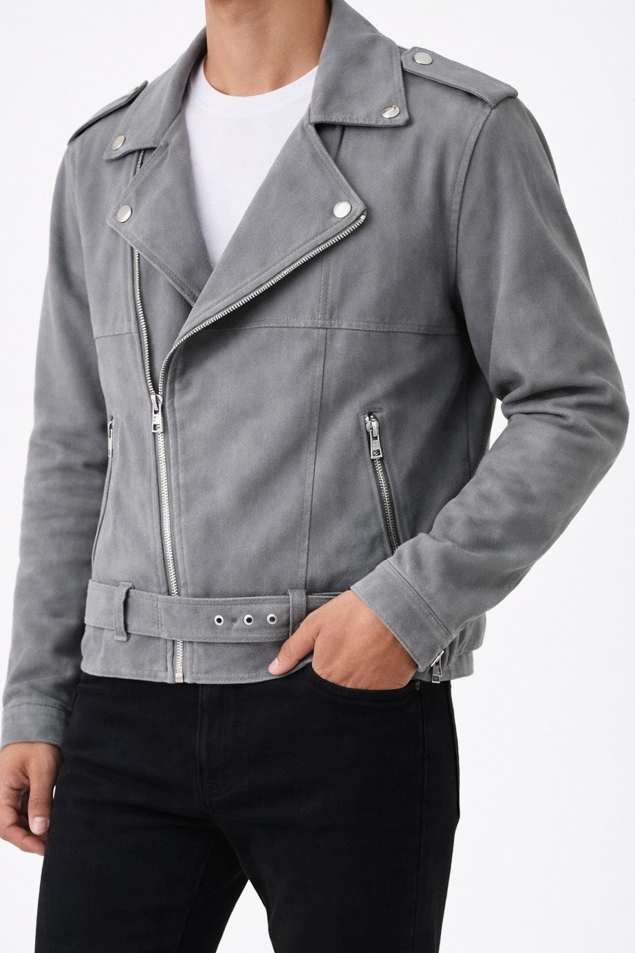 Chiodo in Canvas Grigio Pastello