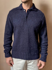 Polo con Mohair Chiusura a Bottone