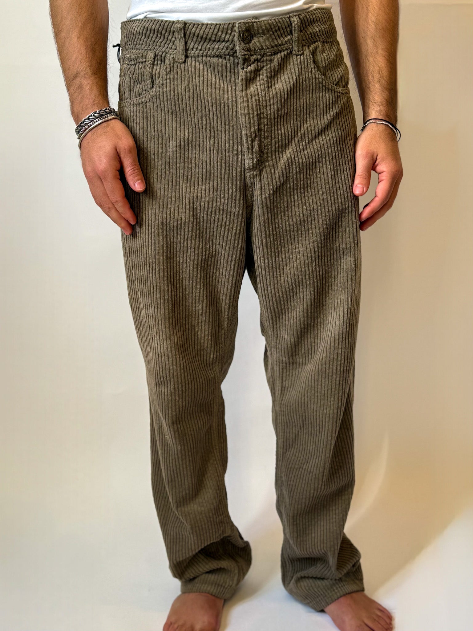 Pantalone Fango in Velluto a Coste 100% Cotone